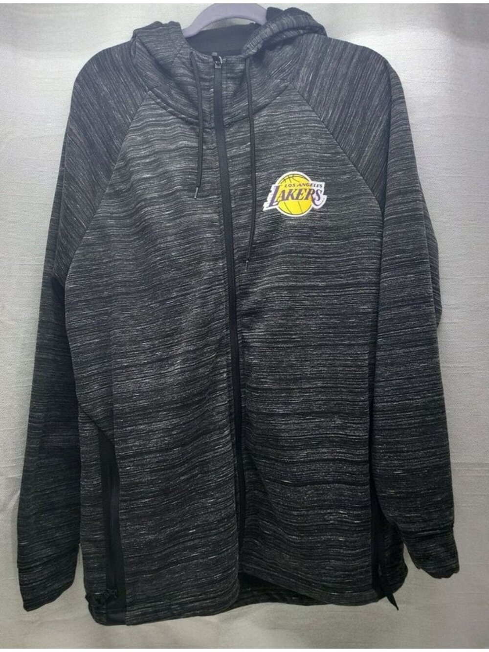 NBA Los Angeles Lakers Hoodie Jacket XL Full Zip Fleece Lined Basketball Gray - Picture 1 of 9